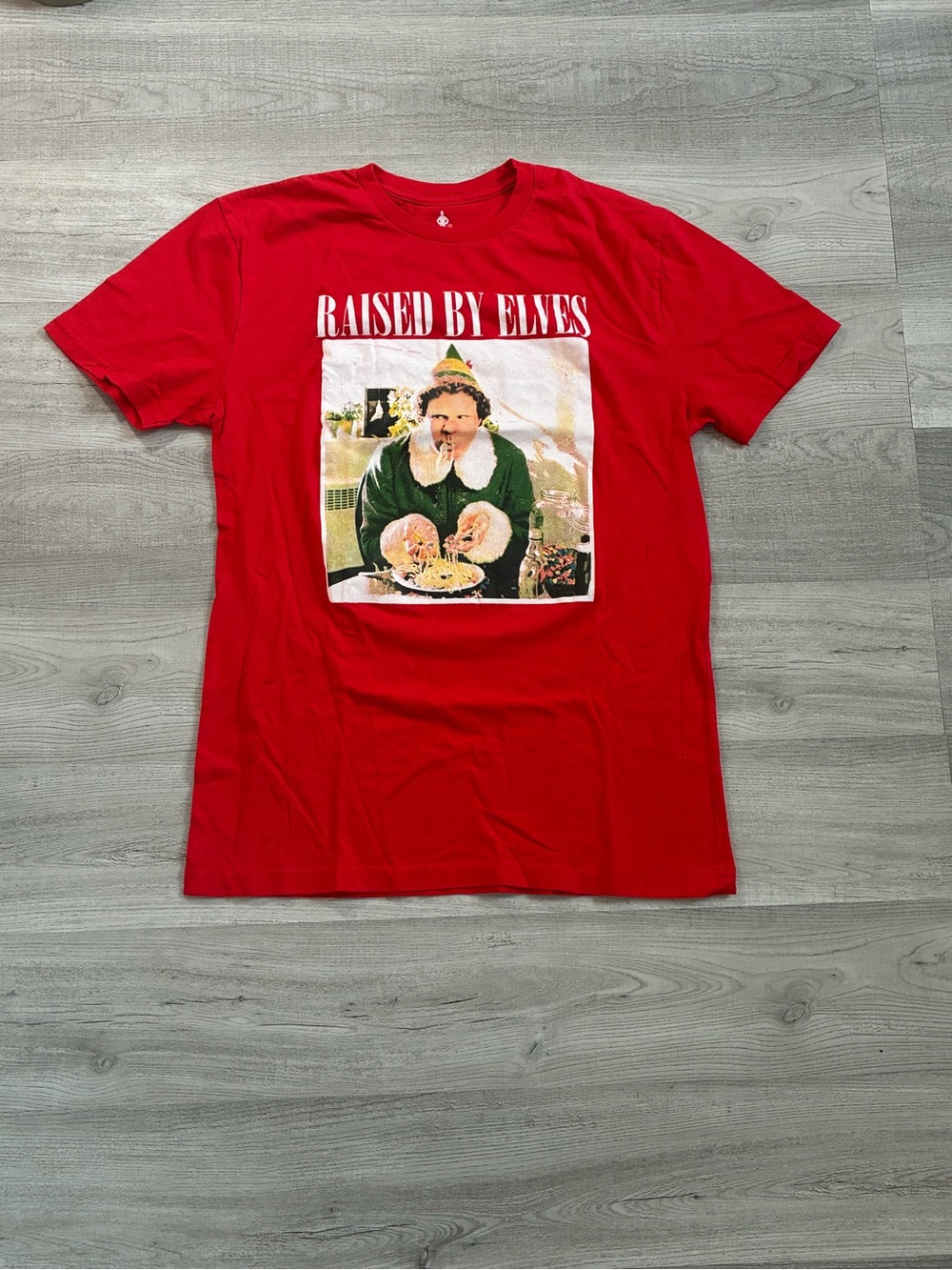 ELF Red "Raised By Elves" Graphic Tee - Men